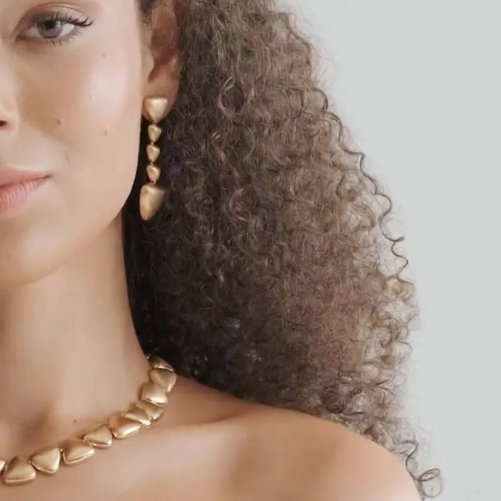 Long Triangle Earrings - Matte Gold