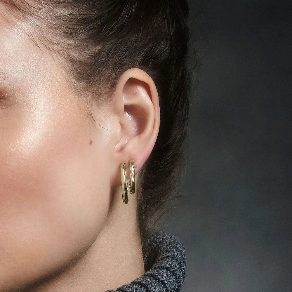Hammered Slim Hoop Earring