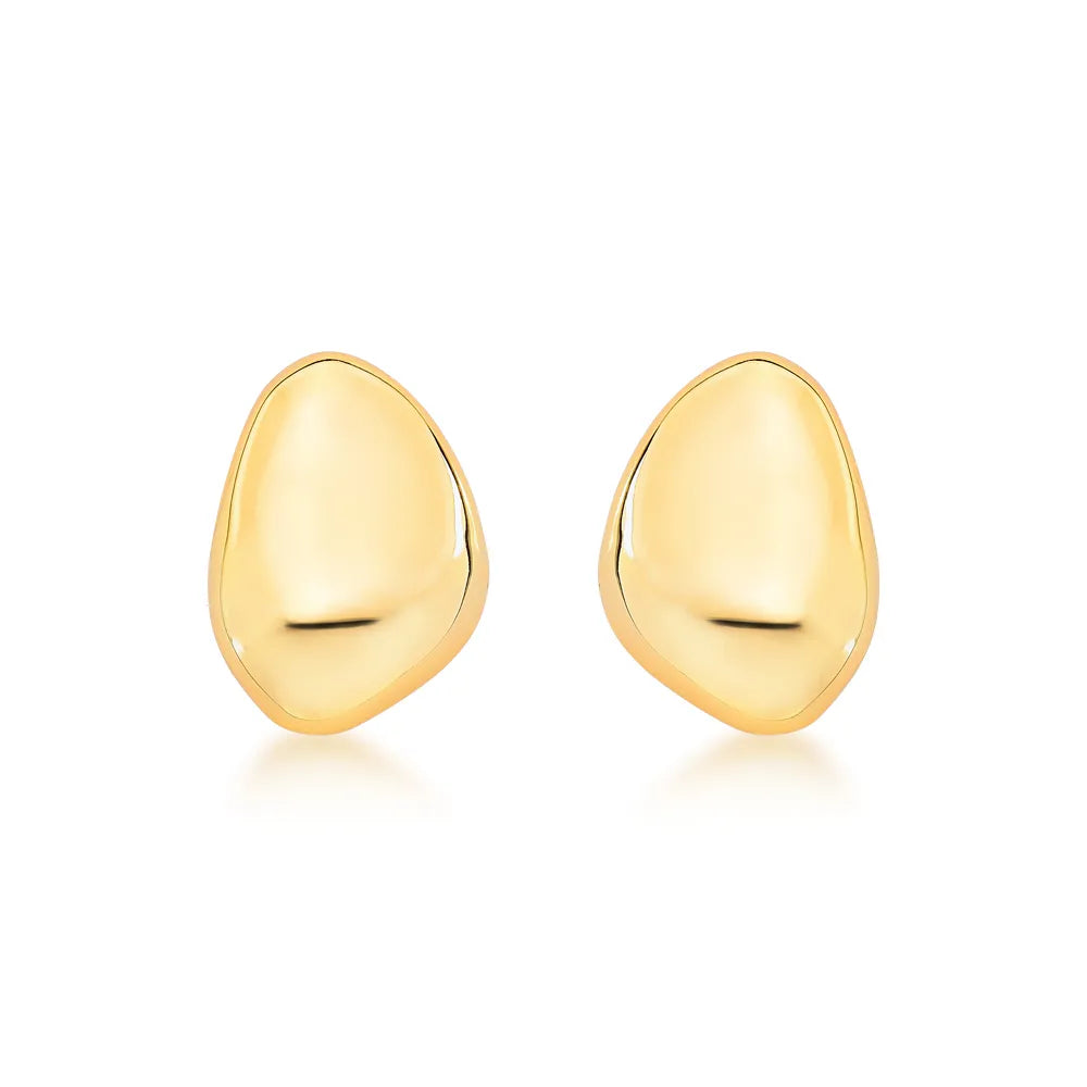 Smooth Gold Stone Earring