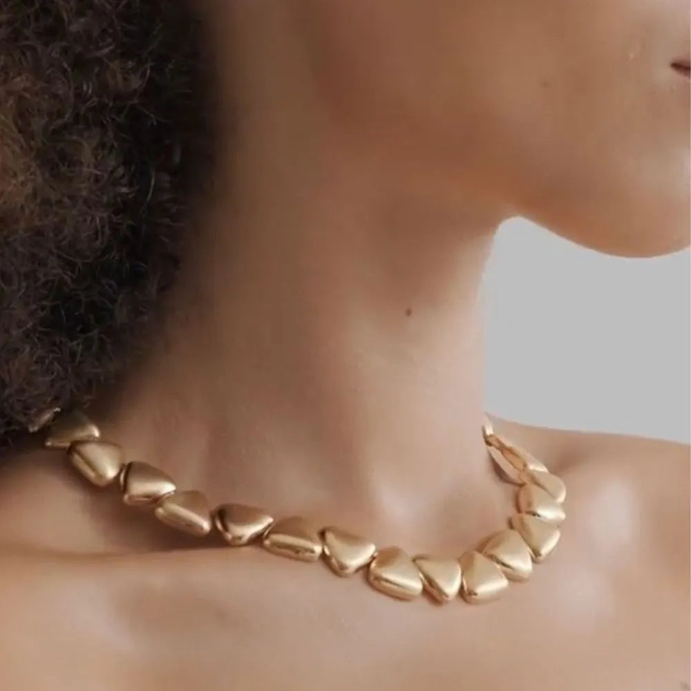 Matte Gold Triangles Necklace