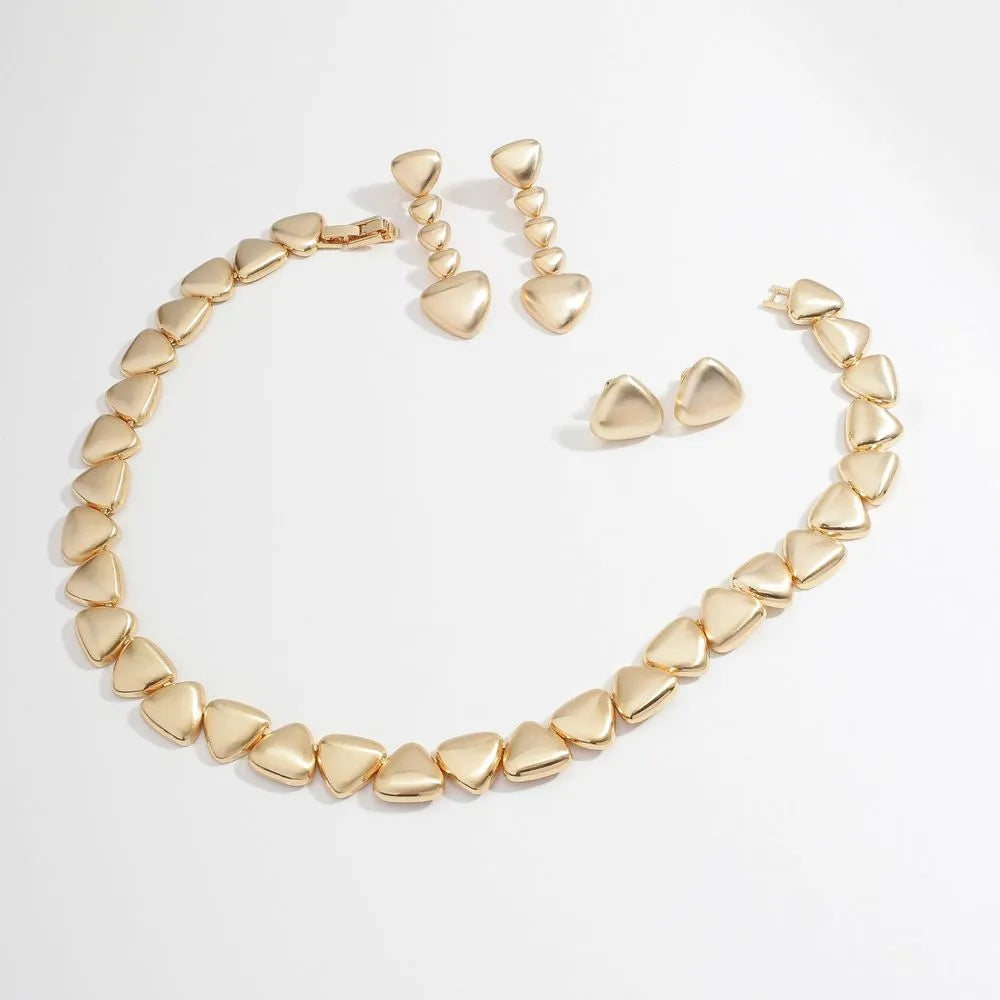 Matte Gold Triangles Necklace