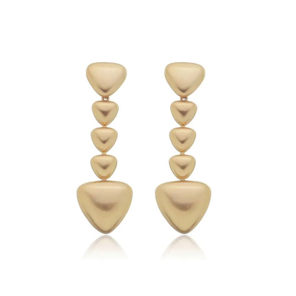 Long Triangle Earrings - Matte Gold